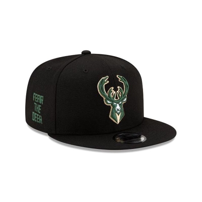 Black Milwaukee Bucks Hat - New Era NBA Statement Edition 9FIFTY Snapback Caps USA9824576
